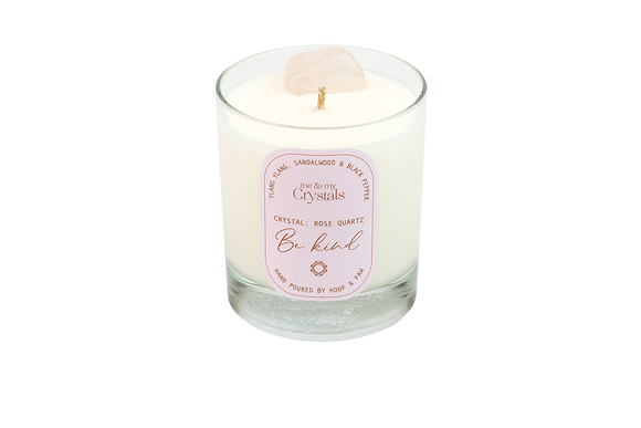 Rose Quartz Crystal Candle - Be Kind