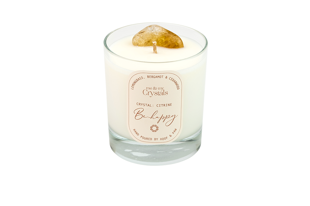 Citrine Crystal Candle - Be Happy