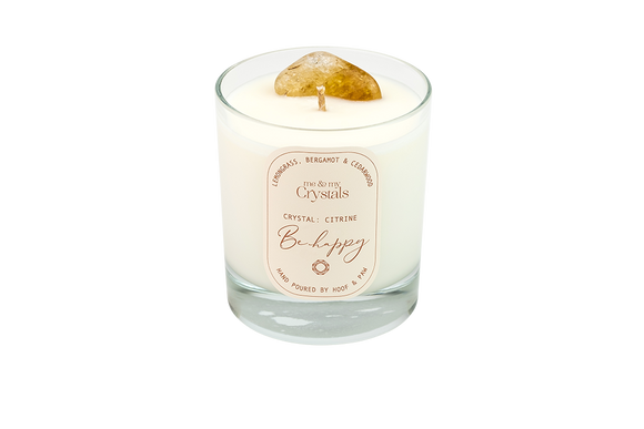 Citrine Crystal Candle - Be Happy