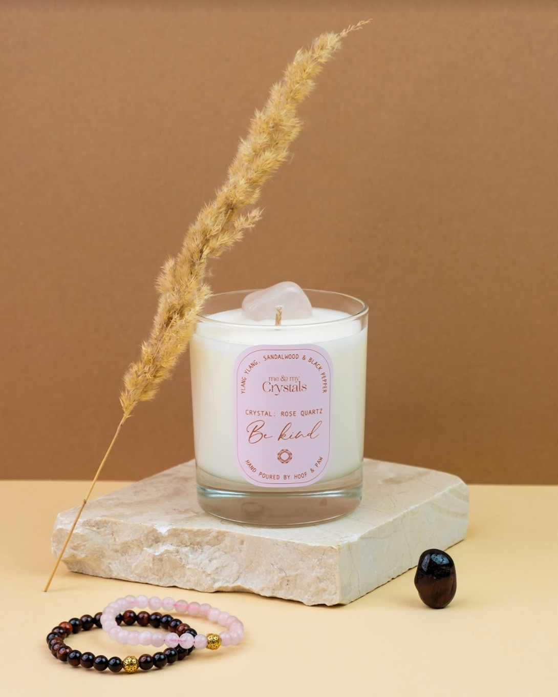 Rose Quartz Crystal Candle - Be Kind