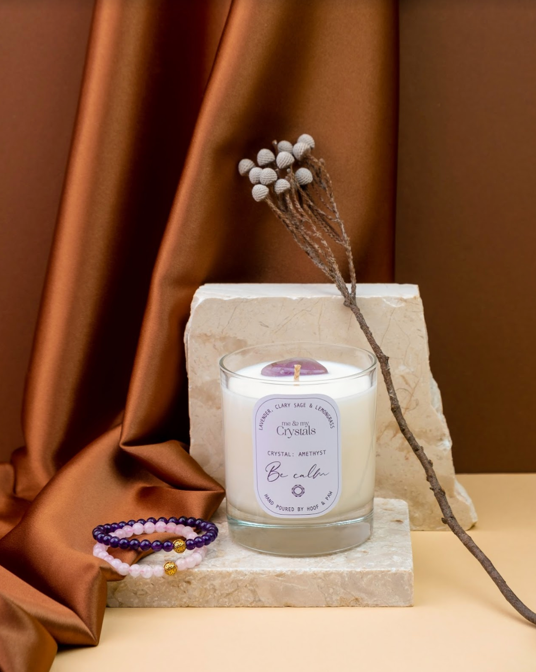 Amethyst Crystal Candle - Be Calm